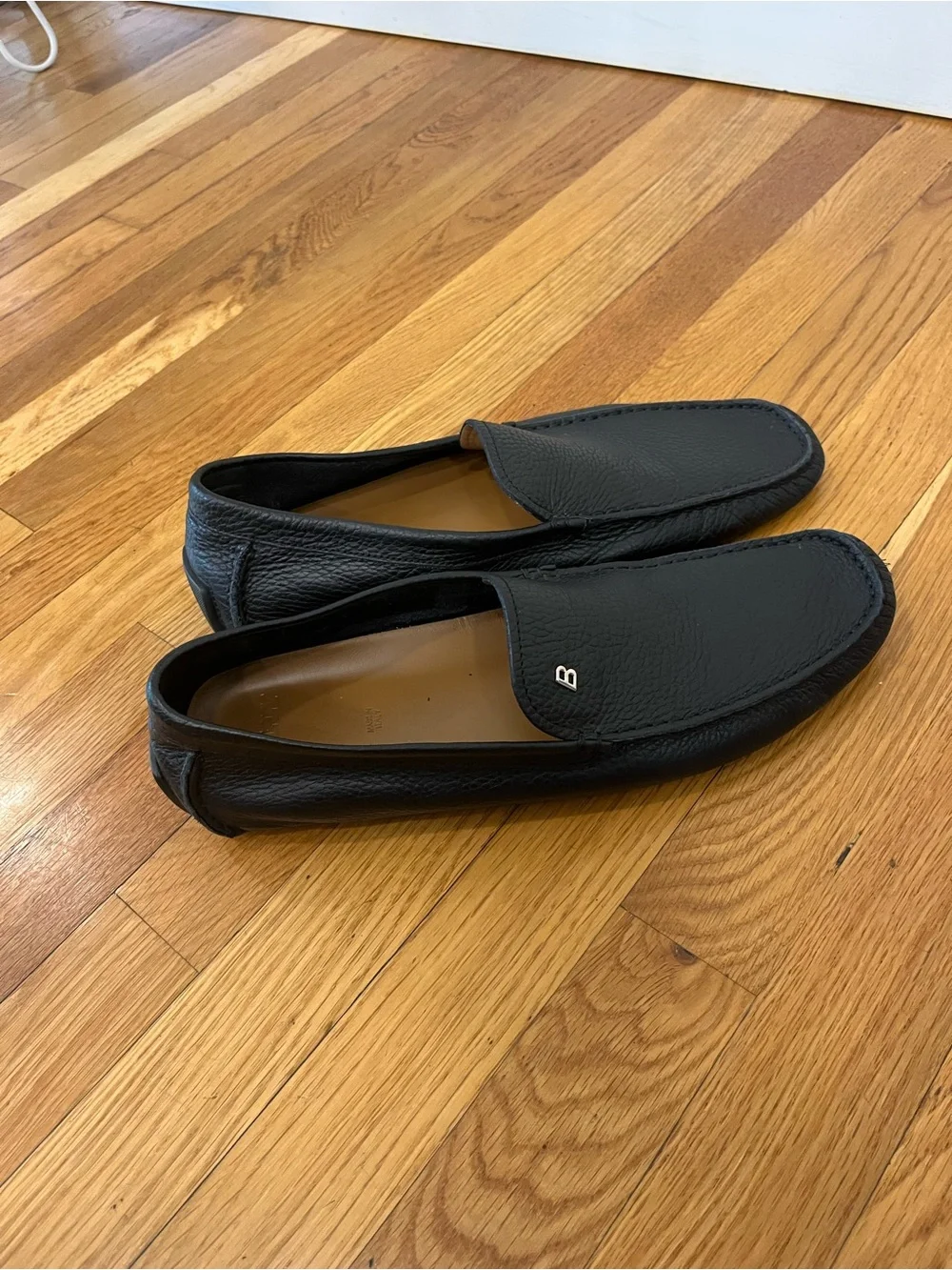 Bally Black Leather Slip-On Driving Loafers